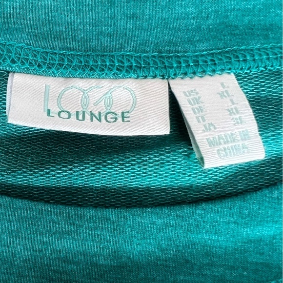 LOGO Lounge by Lori Goldstein French Terry Top with Charmeuse Hem in Green Sz L - Picture 6 of 11